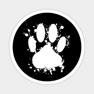 White Paint Splatter Dog Paw Print Magnet